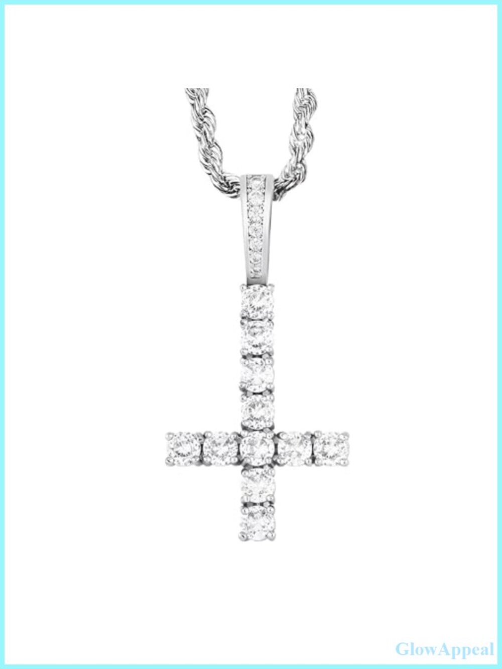 Upside Down Cross Necklace 14K Gold Filled Silver CZ Hip Hop Pendant